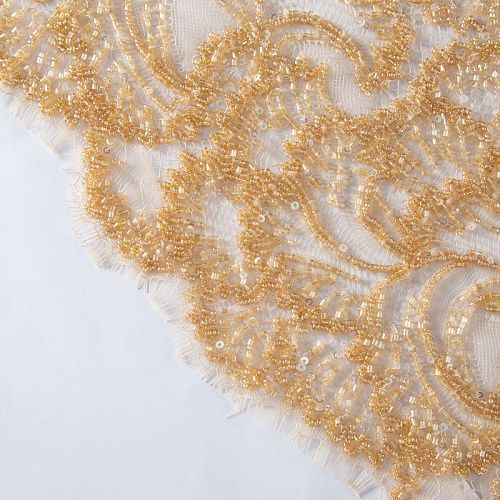 Шантильи с вышивкой и бисером 031-19785 золотистый
