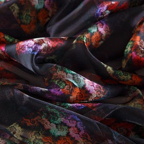 Шифон 068-17398 черный принтованный