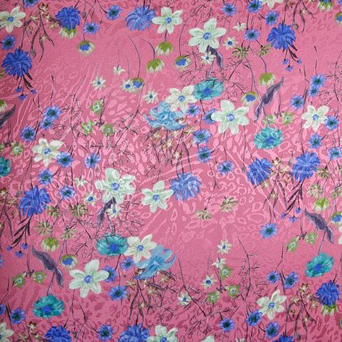 Вискоза жаккардовая 009-12293 розовый принтованный