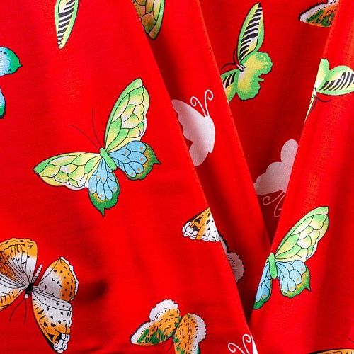 Штапель 069-01600  col.2 красный принтованный