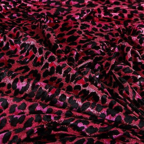 Бархат стрейч с люрексом 002-19096 фуксия/черный
