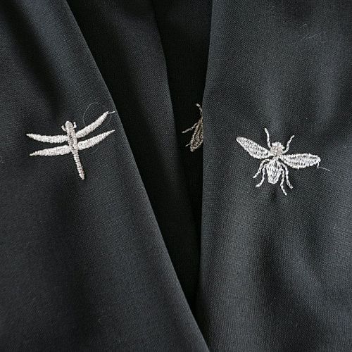 Ткань костюмная с вышивкой 025-12278 черный