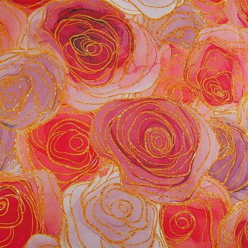 Шифон 068-17458 красный принтованный