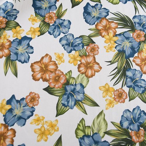 Коттон стрейч 063-12218 молочный принтованный