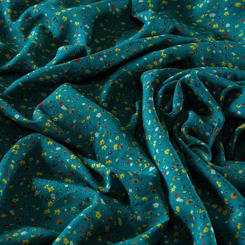 Штапель 069-13567 бирюзово-зеленый принтованный