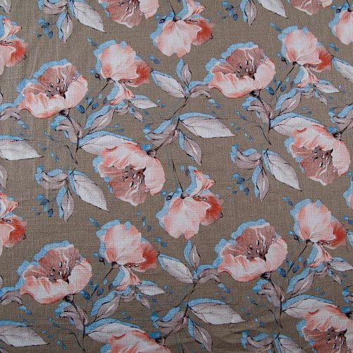 Лен-вискоза 035-13865 песочно-бежевый принтованный