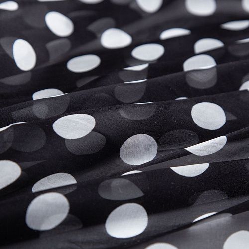 Шифон шелковый 068-20079 черный принтованный