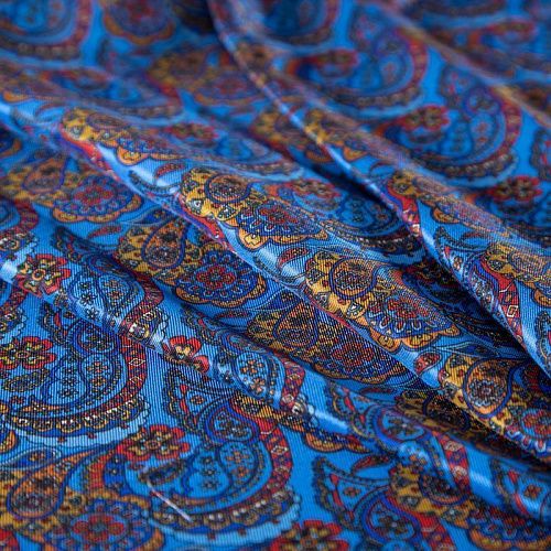 Твил-шелк натуральный 064-19918 синий принтованный